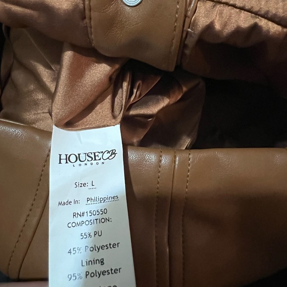 HOUSE OF CB ‘Crystal’ Tan Brown Vegan Leather Backless Blazer Midi Dress - Picture 6 of 9